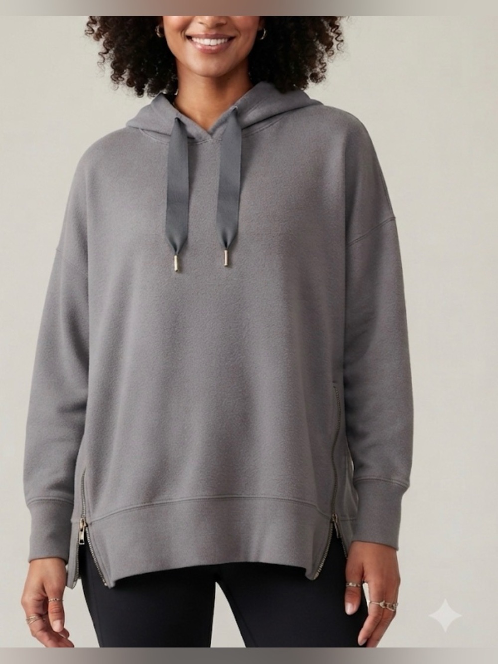 Aerie City Side Zip Hoodie Hooded Oversized Blue GraySweatshirt Women’s Size L